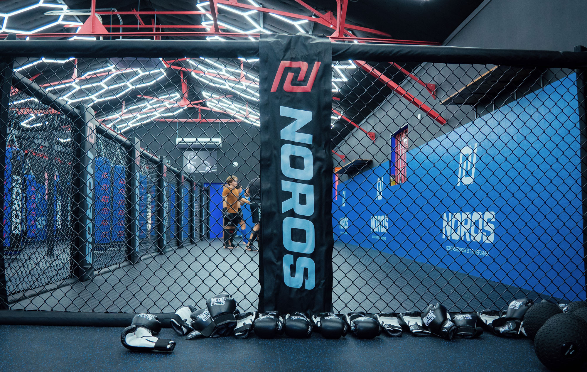 Cage MMA NOROS vue intérieure avec éclairage hexagonal